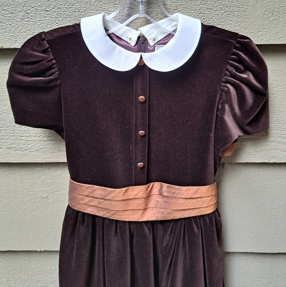 Stunning David Charles HARRODS Brown Velvet Holiday Dress  ENGLAND - 10 - Picture 2 of 8